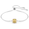 Bracelet avec pierre de naissance, taille carrée, novembre, jaune, plaqué rhodium Bracelet avec pierre de naissance, taille carrée, novembre, jaune, plaqué rhodium