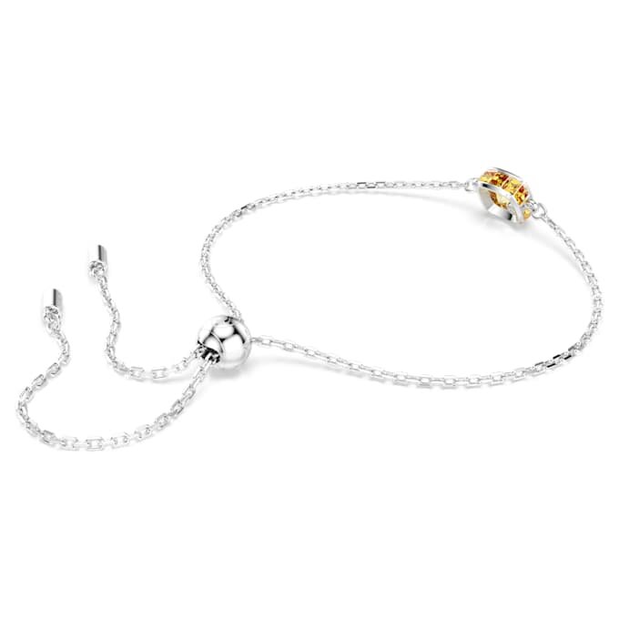 Bracelet avec pierre de naissance, taille carrée, novembre, jaune, plaqué rhodium Bracelet avec pierre de naissance, taille carrée, novembre, jaune, plaqué rhodium
