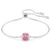Bracelet avec pierre de naissance, taille carrée, octobre, rose, plaqué rhodium Bracelet avec pierre de naissance, taille carrée, octobre, rose, plaqué rhodium
