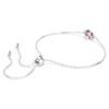 Bracelet avec pierre de naissance, taille carrée, octobre, rose, plaqué rhodium Bracelet avec pierre de naissance, taille carrée, octobre, rose, plaqué rhodium