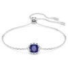 Bracelet avec pierre de naissance, taille carrée, septembre, bleu, plaqué rhodium