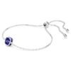 Bracelet avec pierre de naissance, taille carrée, septembre, bleu, plaqué rhodium
