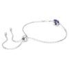 Bracelet avec pierre de naissance, taille carrée, septembre, bleu, plaqué rhodium
