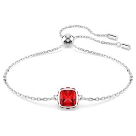 Bracelet « Birthstone » à taille carrée, juillet, rouge, plaqué rhodium Bracelet « Birthstone » à taille carrée, juillet, rouge, plaqué rhodium