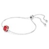 Bracelet « Birthstone » à taille carrée, juillet, rouge, plaqué rhodium