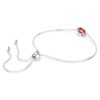 Bracelet « Birthstone » à taille carrée, juillet, rouge, plaqué rhodium