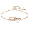 Bracelet Constella Perle de cristal, taille ronde, blanc, plaqué or rose