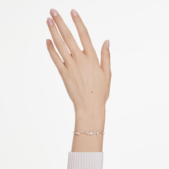 Bracelet Constella perles de cristal, tailles rondes, blanc, plaqué or rose Bracelet Constella perles de cristal, tailles rondes, blanc, plaqué or rose