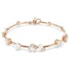Bracelet Constella perles de cristal, tailles rondes, blanc, plaqué or rose Bracelet Constella perles de cristal, tailles rondes, blanc, plaqué or rose