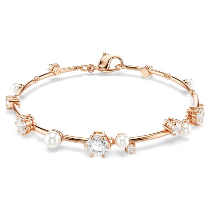 Bracelet Constella perles de cristal, tailles rondes, blanc, plaqué or rose Bracelet Constella perles de cristal, tailles rondes, blanc, plaqué or rose