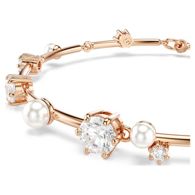 Bracelet Constella perles de cristal, tailles rondes, blanc, plaqué or rose Bracelet Constella perles de cristal, tailles rondes, blanc, plaqué or rose