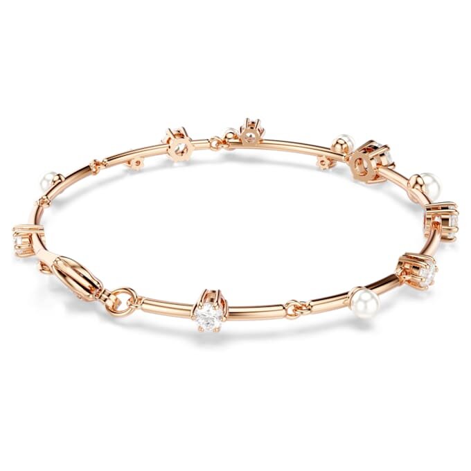 Bracelet Constella perles de cristal, tailles rondes, blanc, plaqué or rose Bracelet Constella perles de cristal, tailles rondes, blanc, plaqué or rose