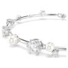 Bracelet Constella perles de cristal, tailles rondes, blanc, plaqué rhodium