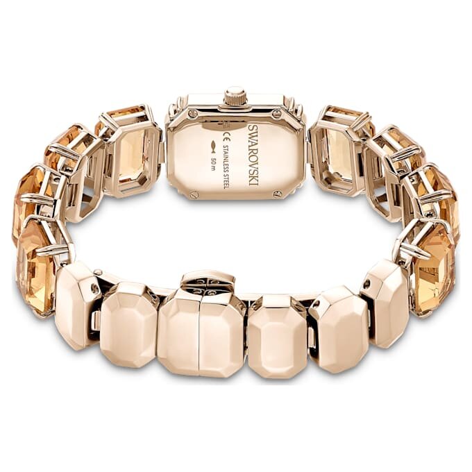 Bracelet à cristaux taille octogonale, marron, finition dorée champagne Bracelet à cristaux taille octogonale, marron, finition dorée champagne