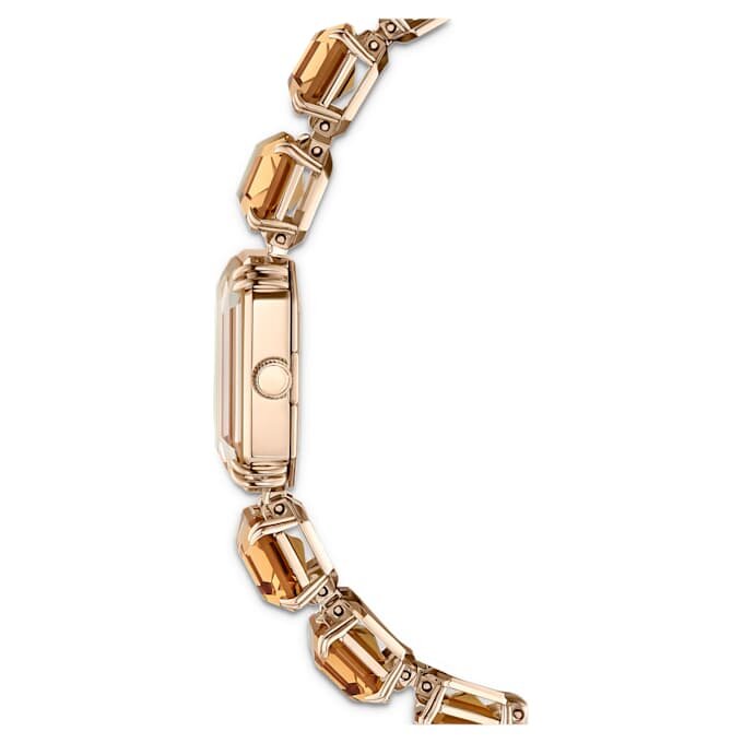 Bracelet à cristaux taille octogonale, marron, finition dorée champagne Bracelet à cristaux taille octogonale, marron, finition dorée champagne