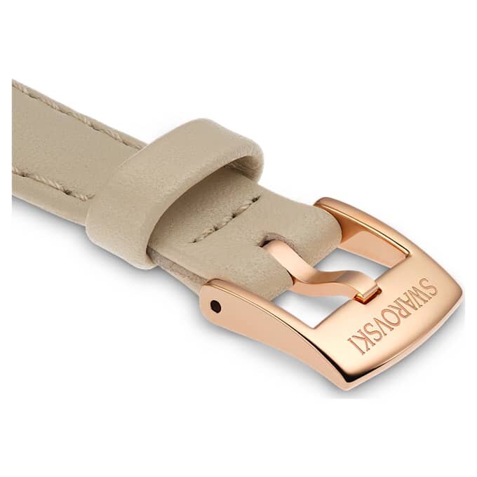 Bracelet de montre de 12 mm (0,47″) de largeur, en cuir, beige, finition dorée rose Bracelet de montre de 12 mm (0,47″) de largeur, en cuir, beige, finition dorée rose