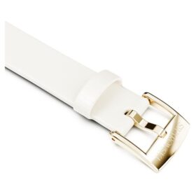 Bracelet de montre de 12 mm (0,47″) de largeur, en cuir, blanc, finition dorée champagne Bracelet de montre de 12 mm (0,47″) de largeur, en cuir, blanc, finition dorée champagne