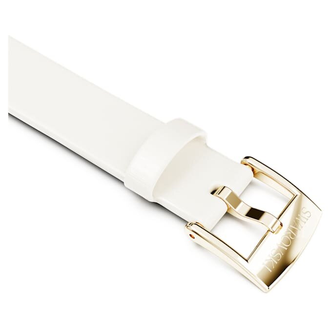 Bracelet de montre de 12 mm (0,47″) de largeur, en cuir, blanc, finition dorée champagne Bracelet de montre de 12 mm (0,47″) de largeur, en cuir, blanc, finition dorée champagne