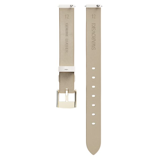Bracelet de montre de 12 mm (0,47″) de largeur, en cuir, blanc, finition dorée champagne Bracelet de montre de 12 mm (0,47″) de largeur, en cuir, blanc, finition dorée champagne