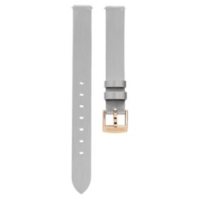 Bracelet de montre de 12 mm (0,47″) de largeur, en cuir, couleur argentée, finition dorée rose Bracelet de montre de 12 mm (0,47″) de largeur, en cuir, couleur argentée, finition dorée rose