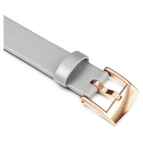 Bracelet de montre de 12 mm (0,47″) de largeur, en cuir, couleur argentée, finition dorée rose Bracelet de montre de 12 mm (0,47″) de largeur, en cuir, couleur argentée, finition dorée rose