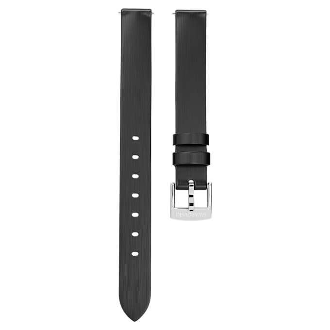 Bracelet de montre de 12 mm (0,47″) de largeur, en cuir, noir, acier inoxydable Bracelet de montre de 12 mm (0,47″) de largeur, en cuir, noir, acier inoxydable