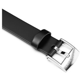 Bracelet de montre de 12 mm (0,47″) de largeur, en cuir, noir, acier inoxydable Bracelet de montre de 12 mm (0,47″) de largeur, en cuir, noir, acier inoxydable