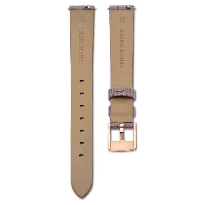 Bracelet de montre de 13 mm (0,51″) de largeur, en cuir, gris, finition or rose Bracelet de montre de 13 mm (0,51″) de largeur, en cuir, gris, finition or rose