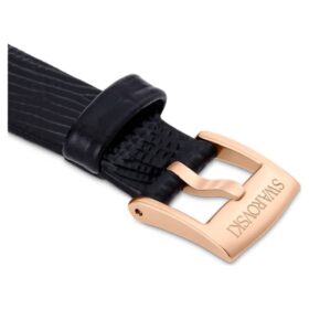 Bracelet de montre de 13 mm (0,51″) de largeur, en cuir, noir, finition dorée rose Bracelet de montre de 13 mm (0,51″) de largeur, en cuir, noir, finition dorée rose