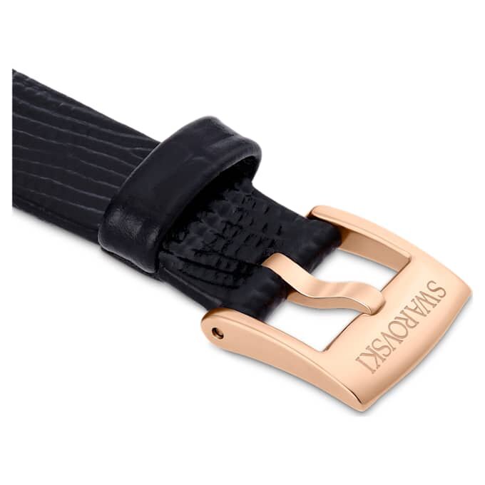 Bracelet de montre de 13 mm (0,51″) de largeur, en cuir, noir, finition dorée rose Bracelet de montre de 13 mm (0,51″) de largeur, en cuir, noir, finition dorée rose