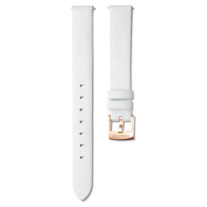 Bracelet de montre de 14 mm (0,55″) de largeur, en cuir, blanc, finition dorée Bracelet de montre de 14 mm (0,55″) de largeur, en cuir, blanc, finition dorée