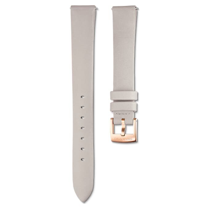 Bracelet de montre de 14 mm (0,55″) de largeur, en cuir, gris, finition ton or rose Bracelet de montre de 14 mm (0,55″) de largeur, en cuir, gris, finition ton or rose