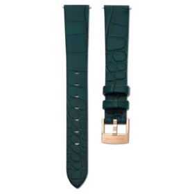 Bracelet de montre de 14 mm (0,55″) de largeur, en cuir, vert, finition dorée rose Bracelet de montre de 14 mm (0,55″) de largeur, en cuir, vert, finition dorée rose