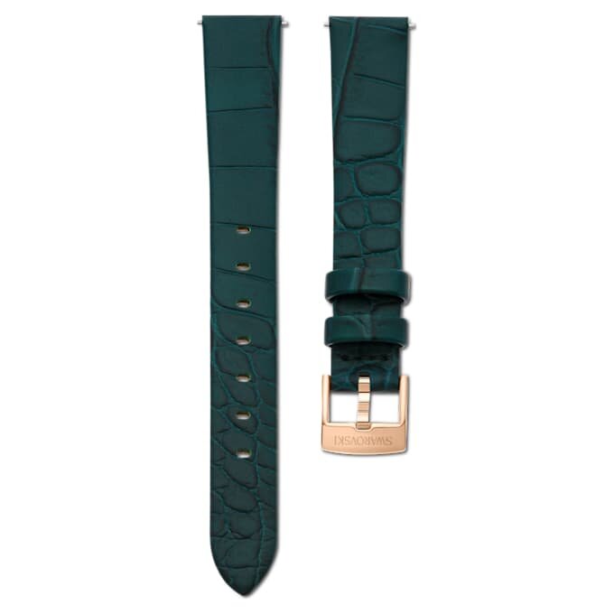 Bracelet de montre de 14 mm (0,55″) de largeur, en cuir, vert, finition dorée rose Bracelet de montre de 14 mm (0,55″) de largeur, en cuir, vert, finition dorée rose
