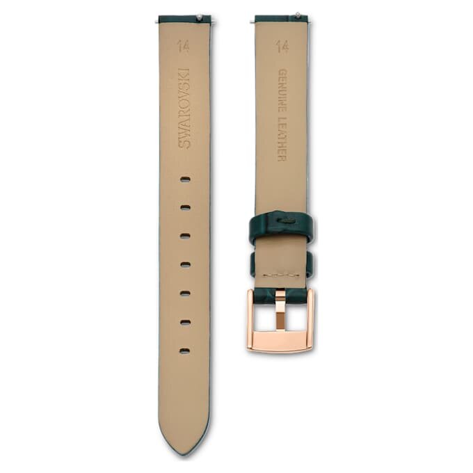 Bracelet de montre de 14 mm (0,55″) de largeur, en cuir, vert, finition dorée rose Bracelet de montre de 14 mm (0,55″) de largeur, en cuir, vert, finition dorée rose