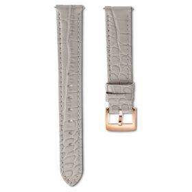 Bracelet de montre de 15 mm (0,59″) de largeur, en cuir avec surpiqûres, gris, finition couleur or rose Bracelet de montre de 15 mm (0,59″) de largeur, en cuir avec surpiqûres, gris, finition couleur or rose
