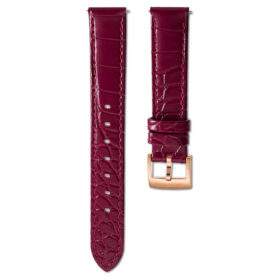 Bracelet de montre de 15 mm (0,59″) de largeur, en cuir avec surpiqûres, rouge, finition couleur or rose Bracelet de montre de 15 mm (0,59″) de largeur, en cuir avec surpiqûres, rouge, finition couleur or rose