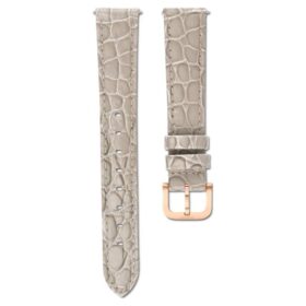 Bracelet de montre de 16 mm (0,63&Prime;) de largeur, en cuir avec surpiqûres, beige, finition couleur or rose