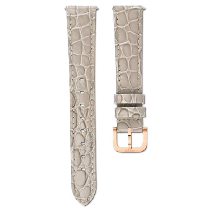 Bracelet de montre de 16 mm (0,63″) de largeur, en cuir avec surpiqûres, beige, finition couleur or rose Bracelet de montre de 16 mm (0,63″) de largeur, en cuir avec surpiqûres, beige, finition couleur or rose