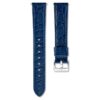 Bracelet de montre de 16 mm (0,63″) de largeur, en cuir avec surpiqûres, bleu, acier inoxydable Bracelet de montre de 16 mm (0,63″) de largeur, en cuir avec surpiqûres, bleu, acier inoxydable
