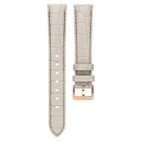 Bracelet de montre de 16 mm (0,63&Prime;) de largeur, en cuir avec surpiqûres, gris, finition or rose