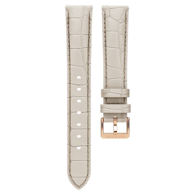 Bracelet de montre de 16 mm (0,63″) de largeur, en cuir avec surpiqûres, gris, finition or rose Bracelet de montre de 16 mm (0,63″) de largeur, en cuir avec surpiqûres, gris, finition or rose