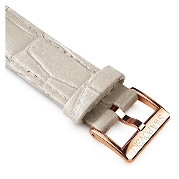 Bracelet de montre de 16 mm (0,63″) de largeur, en cuir avec surpiqûres, gris, finition or rose Bracelet de montre de 16 mm (0,63″) de largeur, en cuir avec surpiqûres, gris, finition or rose