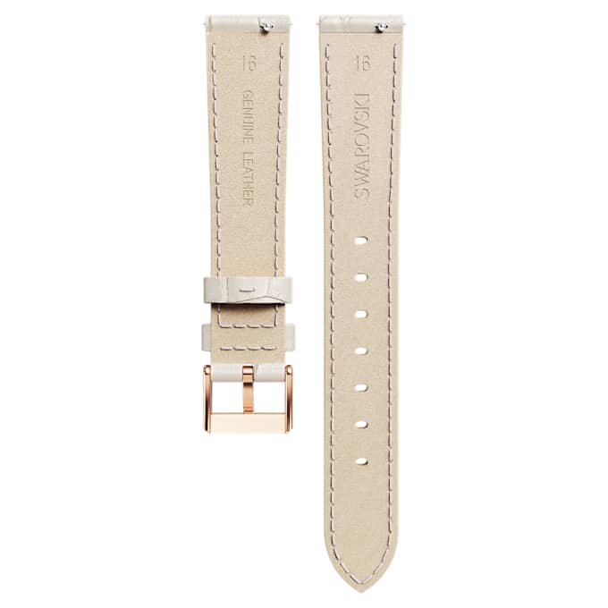 Bracelet de montre de 16 mm (0,63″) de largeur, en cuir avec surpiqûres, gris, finition or rose Bracelet de montre de 16 mm (0,63″) de largeur, en cuir avec surpiqûres, gris, finition or rose