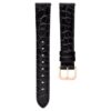 Bracelet de montre de 16 mm (0,63″) de largeur, en cuir avec surpiqûres, noir, finition dorée rose Bracelet de montre de 16 mm (0,63″) de largeur, en cuir avec surpiqûres, noir, finition dorée rose