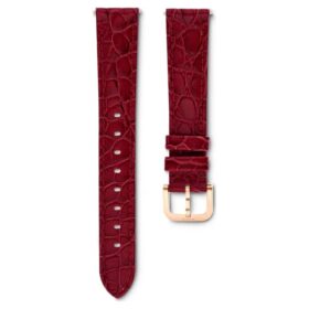 Bracelet de montre de 16 mm (0,63&Prime;) de largeur, en cuir avec surpiqûres, rouge, finition dorée rose