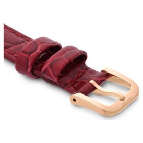 Bracelet de montre de 16 mm (0,63&Prime;) de largeur, en cuir avec surpiqûres, rouge, finition dorée rose