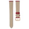 Bracelet de montre de 16 mm (0,63″) de largeur, en cuir avec surpiqûres, rouge, finition dorée rose Bracelet de montre de 16 mm (0,63″) de largeur, en cuir avec surpiqûres, rouge, finition dorée rose