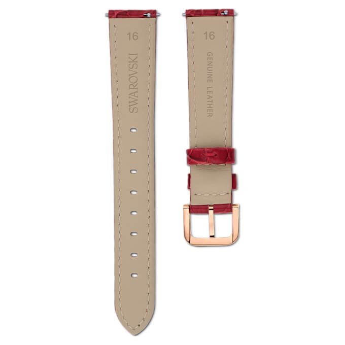 Bracelet de montre de 16 mm (0,63″) de largeur, en cuir avec surpiqûres, rouge, finition dorée rose Bracelet de montre de 16 mm (0,63″) de largeur, en cuir avec surpiqûres, rouge, finition dorée rose
