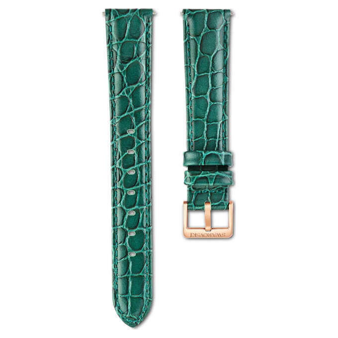 Bracelet de montre de 16 mm (0,63″) de largeur, en cuir avec surpiqûres, vert Bracelet de montre de 16 mm (0,63″) de largeur, en cuir avec surpiqûres, vert